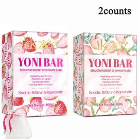 Peach & Strawberry Soap Set, 2 Moisturizing Bars with 2 Foaming Nets, Hydrating Body Wash for Dry Skin, Soothing Body Care Products for Women