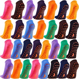 SATINIOR, 30 Pairs Non-Slip Skid Socks Yoga Socks with Grips Colorful Soft Sport Socks for Women Men Yoga Pilates Barre, 10 Colors (Footprint) (Footprint), SATINIOR-Grips Colorful Soft-01