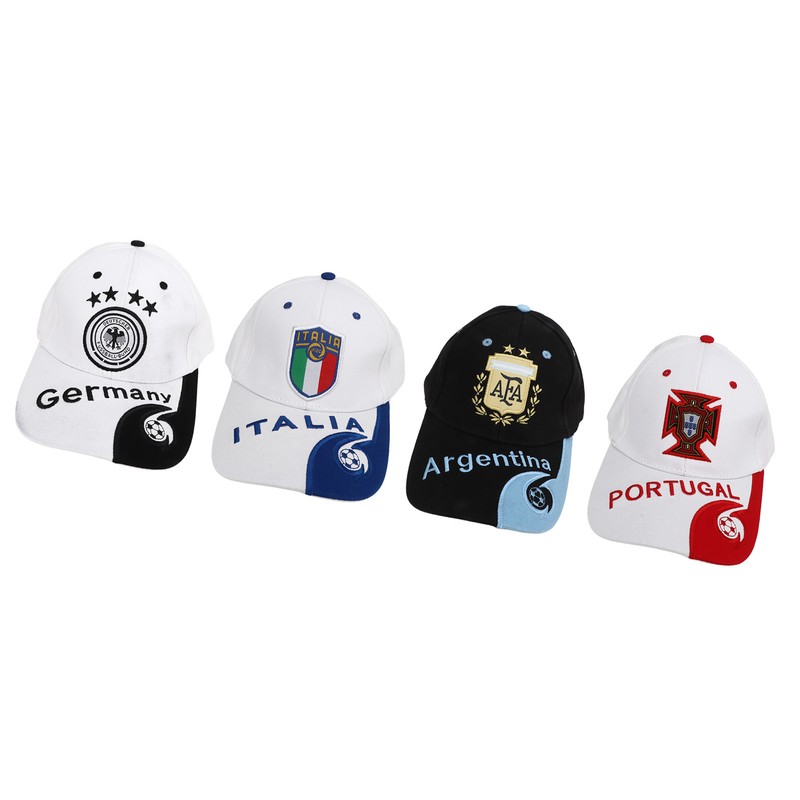 4Pcs World Cup Hat Embroidered Italy Argentina Germany Portugal Hat