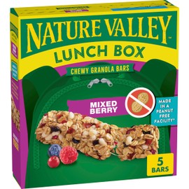 Nature Valley Peanut-Free Chewy Granola Bars, Mixed Berry, Made in a Peanut Free Facility, 5 Bars, 4.6 oz