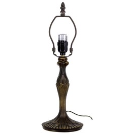WERFACTORY Table Lamp Base Replacement Only, Wide 6 Height 18 Inch, Fit for 8, 10, 12 Inch Tiffany Style Stained Glass Lampshade, Dark Bronze Finish, Resin, Push Switch On Cord