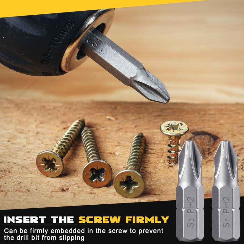 Yaocom 100 Pack Reduced Phillips Drywall Screwdriver Bits 1 Inch