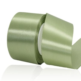 Sage Green Ribbon 2 Inch, 25 Yards Solid Color Satin Ribbon for Gift Wrapping, Christmas Trees, Hair Bows Making, Gift Tags, Wedding Party, Flower Bouquets and DIY Crafts Projects