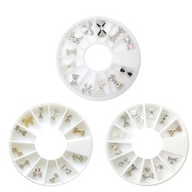 Nail art ribbon parts 12p set 3 types of sparkling high-quality jewelry parts Durable and easy no301 ribbon parts 12p set / 네일아트 리본파츠 12p세트 3종 반짝이는 고급 쥬얼리 파츠 내구성 쉬운 no301리본파츠12p세트