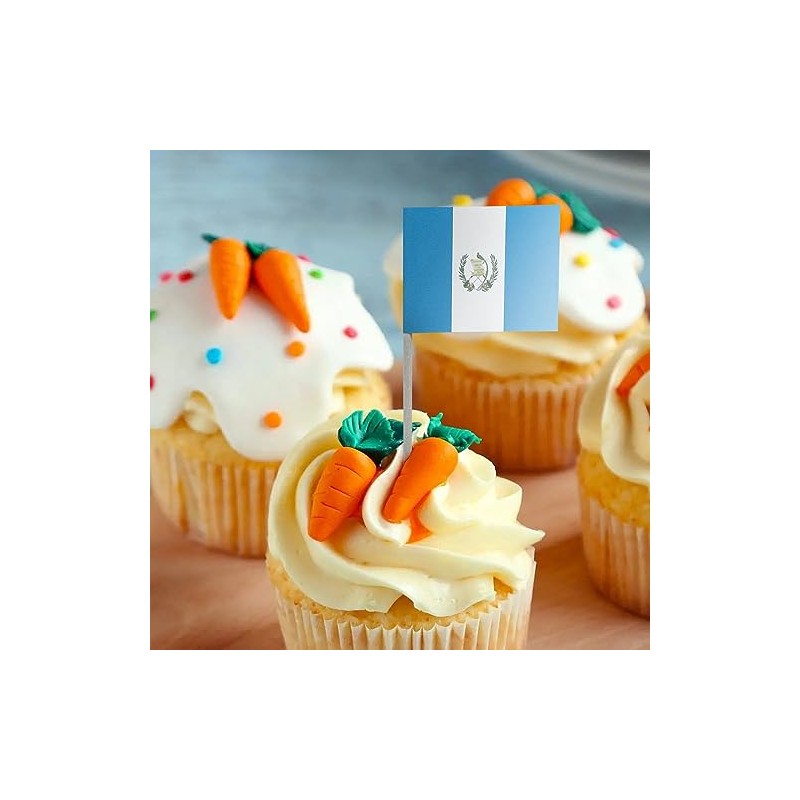 100 Pcs Guatemala Flag Guatemalan Toothpick Flags, Small Mini Stick
