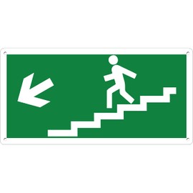 pubblimania Stair Emergency Exit, Safety Sign Made of Aluminium, 3 mm Thick (Cm 29 x 14.5) (Stairs Left Exit)