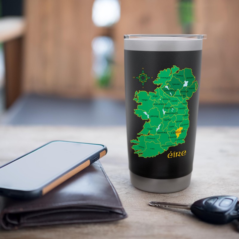 Carlow Ireland Eire Irish Travel Guide Map Stainless Steel Insulated