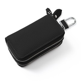 Big Brave case-ren-4 Smart Key Case, Clear, Double Zipper, Storage Case, 2 Pieces, Genuine Leather, Key Case, Smart Key, Women's, Men's,, Black