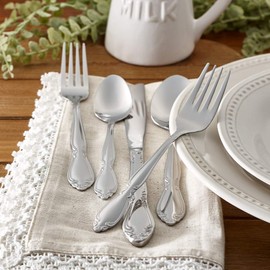 RiverRidge Rose Non-Monogrammed Flatware Set, 46 Piece, Silver