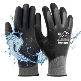 Waterproof Winter Gloves, Thermal Work Gloves for Cold Weather, Touchscreen, Super Grip, for Gardening, Fishing, Car Washing, Freezer Gloves, Grey, Medium