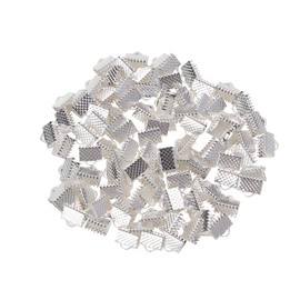 Ribbon End Bracelet Ends Clasp Clamp Plates Crimps Clamp End for DIY Jewellery Accessories 8 mm Pack of 100 (Silver)