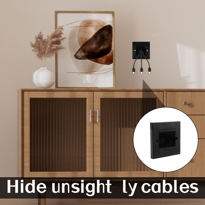 Cable Entry Cover 3pcs Brush Plate in Wall Cable Management