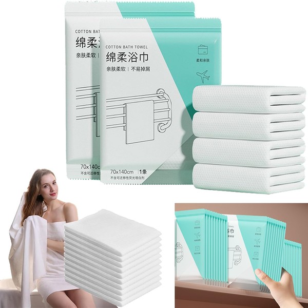 6Pack Disposable Bath Towels Body Towel, 140x70 cm Individually Wrapped
