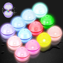 ZhaoJum 12 Pcs LED Water Balloons for Summer, Reusable Beach Pool Toys for Kids Ages 3+, ​Quick Fill Water Ball Outdoor Games, ​Water Balloons for Kids, Perfect for Camping/Beach/Pool