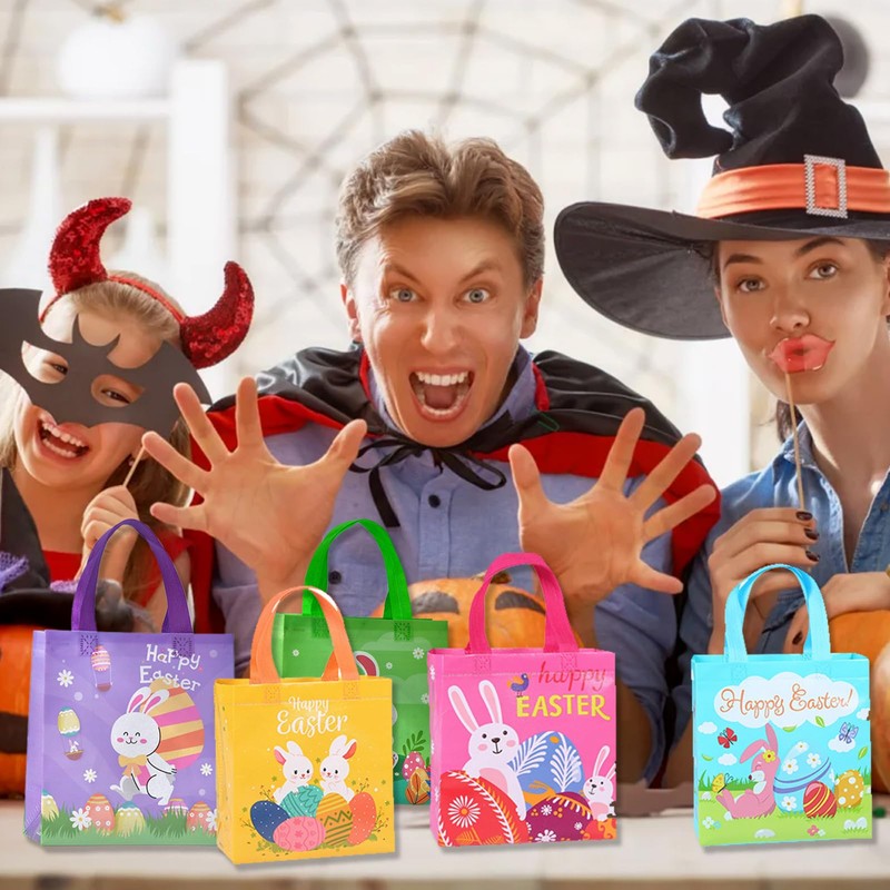 Easter Egg Hunt Bags with Handles, Easter Bags Set -