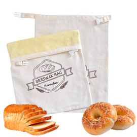NEODUOS Beeswax Bread Bags for Sourdough - Reusable Bread Bags for Homemade Bread (2 Pack) - XL Cotton Beeswax Bag