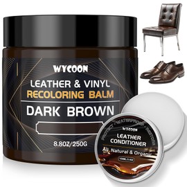 WYCOON Leather Recoloring Balm with Conditioner, Leather Repair kit for Furniture, Car Interior, Leather Paint & Dye, Color Restorer, Scratch Remover for Faded & Scratched Leather, Dark Brown