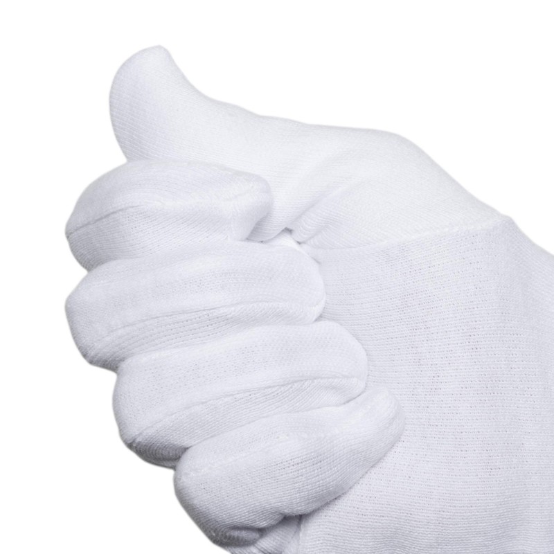 Cotton Gloves, 12 Pairs, Oekotex, Heavy, Reinforced, White, white, 579