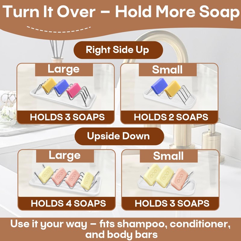 2 Pcs Stainless Steel Soap Dish Holder, W-Shaped Self Draining,