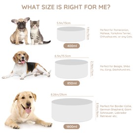 SPUNKYJUNKY Ceramic Dog and Cat Bowl Set with Wooden Stand, Modern Cute Weighted Food Water Set for Large Size Dogs (7.6 Cups, 2 × White)