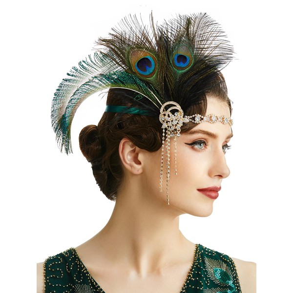BABEYOND 1920s Flapper Headpiece Headband - Art Deco Roaring 20s