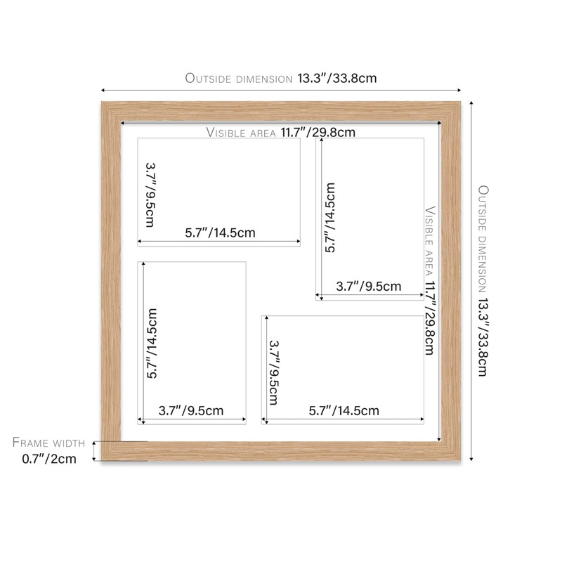 12x12 Inch 4 Opening Photo Collage Frame, Display Four 6x4