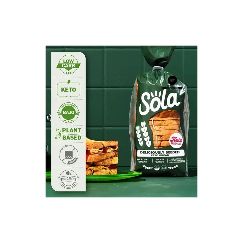 Pan Keto 3 Pack Multigrano, Sin Azúcar, Vegano, Sola