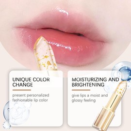 Ufimcit Transferproof Color Changing Lipstick, Gold Crystal Color Changing Lipstick,Long Lasting 24 Hours Moisturizing Glossy Shine Lip Gloss(2PC)