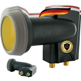 Schwaiger 714371 Digital Premium Quad LNB (Charcoal) for Two Participants with Sun Protect and Pull-Out Weather Protection, Gold-Plated Connectors for the Highest Quality (Full HD, 3D, Ultra HD / 4K)