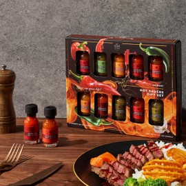 Master Hot Sauce Collection Sampler Set, Gourmet Flavors Include Habanero, Scotch Bonnet, Jalapeno, Sriracha, Louisiana Style, Cayenne, Red & Green Chili and More, Variety Pack Gifts, Gift Set of 10