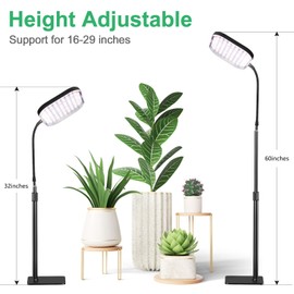 Upgraded Super Bright Grow Lights, 6000K Full Spectrum Standing Floor Plant Light with 336 LEDs & Flexible Gooseneck for Indoor Large Plants, Dimmable & Timer 4/8/12Hrs, 12V 3A High Power Output