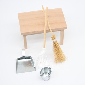 Mllxon Miniature Dollhouse Cleaning Set,Mini Mop and Bucket Set Dollhouse Decoration Dollhouse Accessories