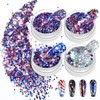 Allstarry Nail Glitter 4Pcs Holographic America's Patriotic Nail Art Glitter