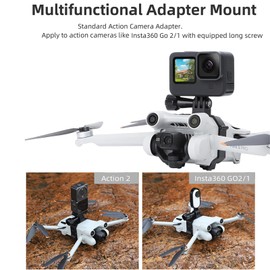 Extension Bracket Mount Holder for DJI Mini 4 Pro/3 Pro/3, Drone Camera Mount Compatible with Insta360 Go 2/3 Action 4/3/2 Pocket 2/1