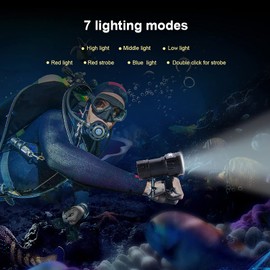 Camrusic Dive Light, Diving Flashlight 18000 Lumen IPX8 Waterproof Diving Torch Scuba Dive Lights 500M Underwater LED Flashlight Submersible Lights