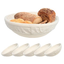Yolispa Proofing Basket for Bread Baking Set of 6 Round Baking Accessories Bread Basket Natural Rattan Proofing Baskets Sourdough Bread Basket in French Style for Professional Bakers and Home Bakers