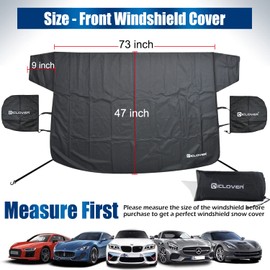 IC ICLOVER Car Windshield Snow Cover, Heavy Duty 600D Oxford Snow Set, Windshield for Ice and Snow, Full Windscreen, Fit Most Cars, Sedan, Black-Front+Rear Cover