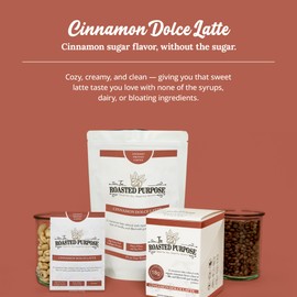 The Roasted Purpose Cinnamon Dolce Latte Instant Organic Coffee with 18g of Grass-fed Collagen Protein, Dairy-Free, Sugar-Free, 10 Pack