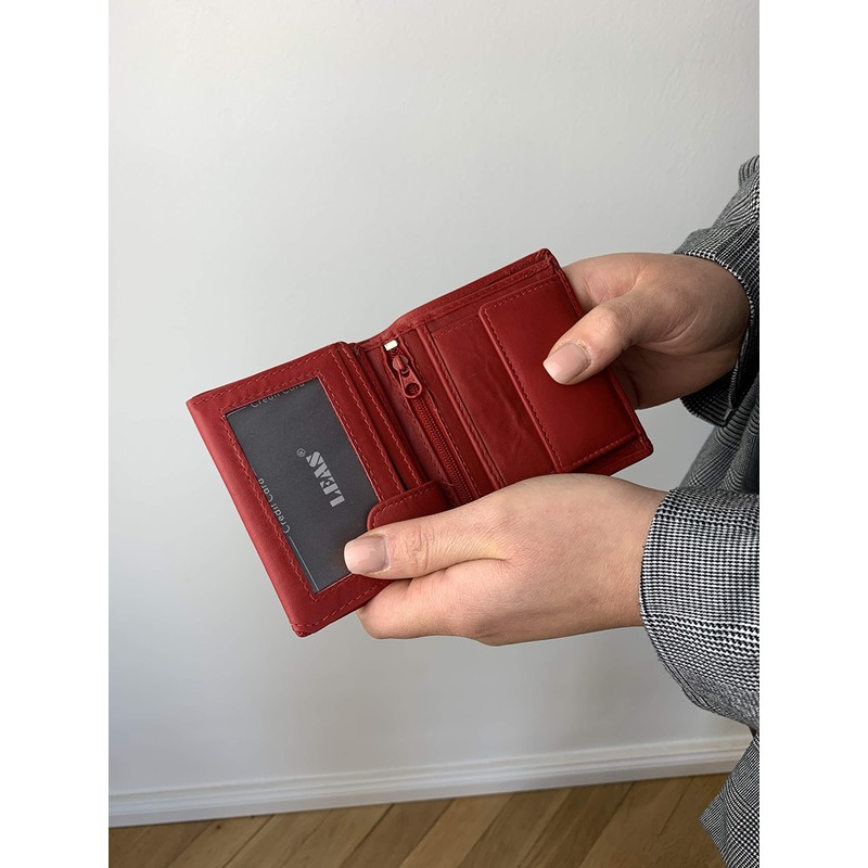 LEAS Small Mini Purse Genuine Leather, red
