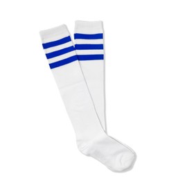NEON NATION - Calcetines unisex de tubo de equipo con rayas de varios colores, blanco, azul, rayas (White with Blue Stripes), One Size
