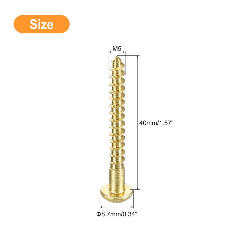 sourcing map Wood Screws M5 x 40mm Slotted Round Head