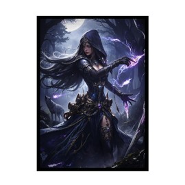 Katomula 100 MTG Card Sleeves with 100 Inner Sleeves, Textured Back Art Sleeves, Black Border & Black Inside, Fit Standard Size Cards - Seeker