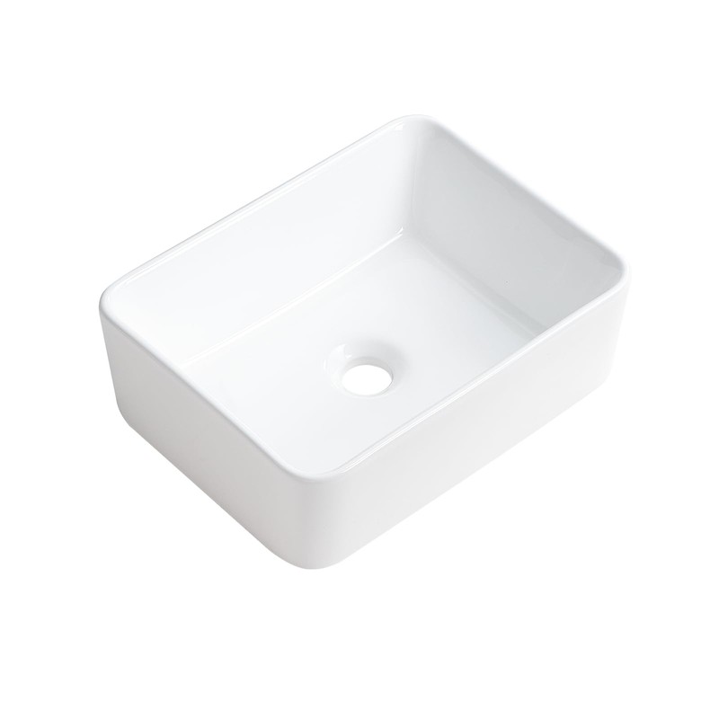 White Vessel Sink Rectangle 16"x12" Bathroom Sink Rectangular Modern Above