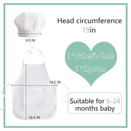 Jastore Newborn Photography Prop Baby Chef Outfits Baby Photo Outfit Baby Chef Costume Chef Hat Apron (Boy White, 6-24 Month)
