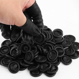 100PCS Black Finger Cots, 2.36" Finger Protectors Cot - Waterproof Nitrile Rubber Finger Covers for Beauty, Manicure, Massage, Electronics, Food Handling & Crafts (Disposable)