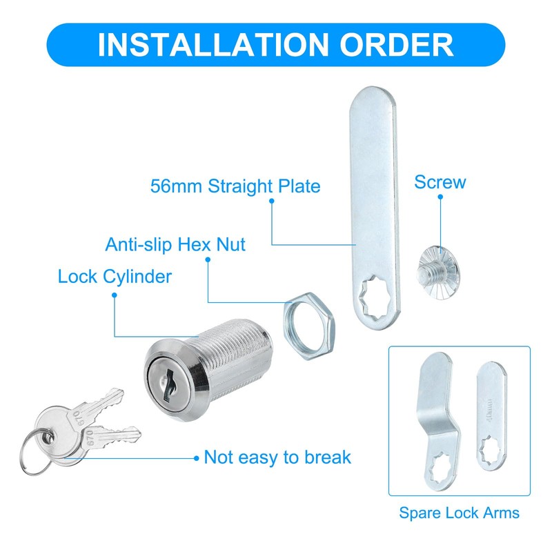 PATIKIL 1-3/8 Inch Cabinet Locks with Keys, 15 Pack Zinc