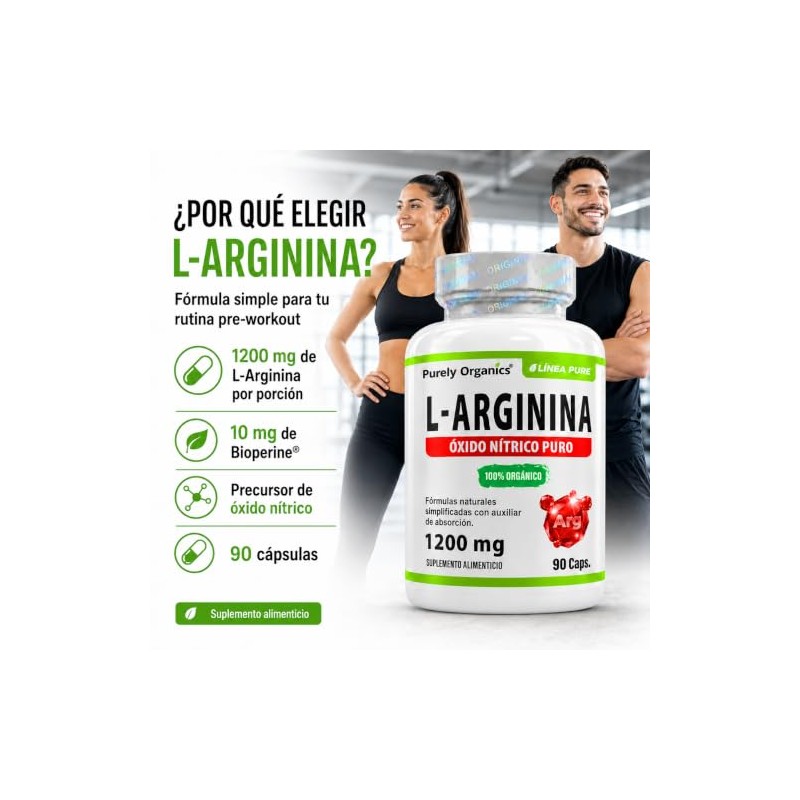L Arginina 1200 mg | Pre Entreno y Óxido Nítrico