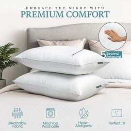 OFNEED King Size Pillows Set of 2 Down Alternative – Soft & Fluffy King Pillow with Cotton Cover, Hotel Quality Pillows for Bed, Perfect Bed Pillows for Side and Back Sleepers, Size 20"x36"