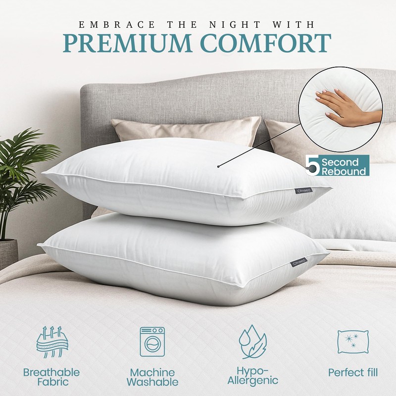 OFNEED King Size Pillows Set of 2 Down Alternative –