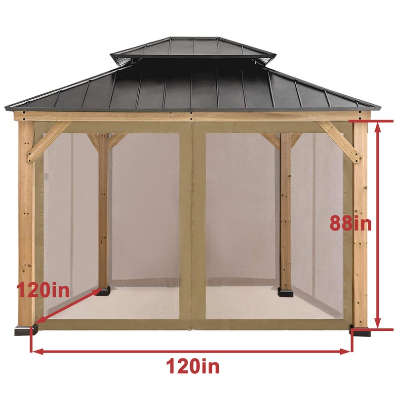 Coastshade Gazebo Canopy Mesh Walls Replacement 10x10 Gazebo Pergola Mosquito